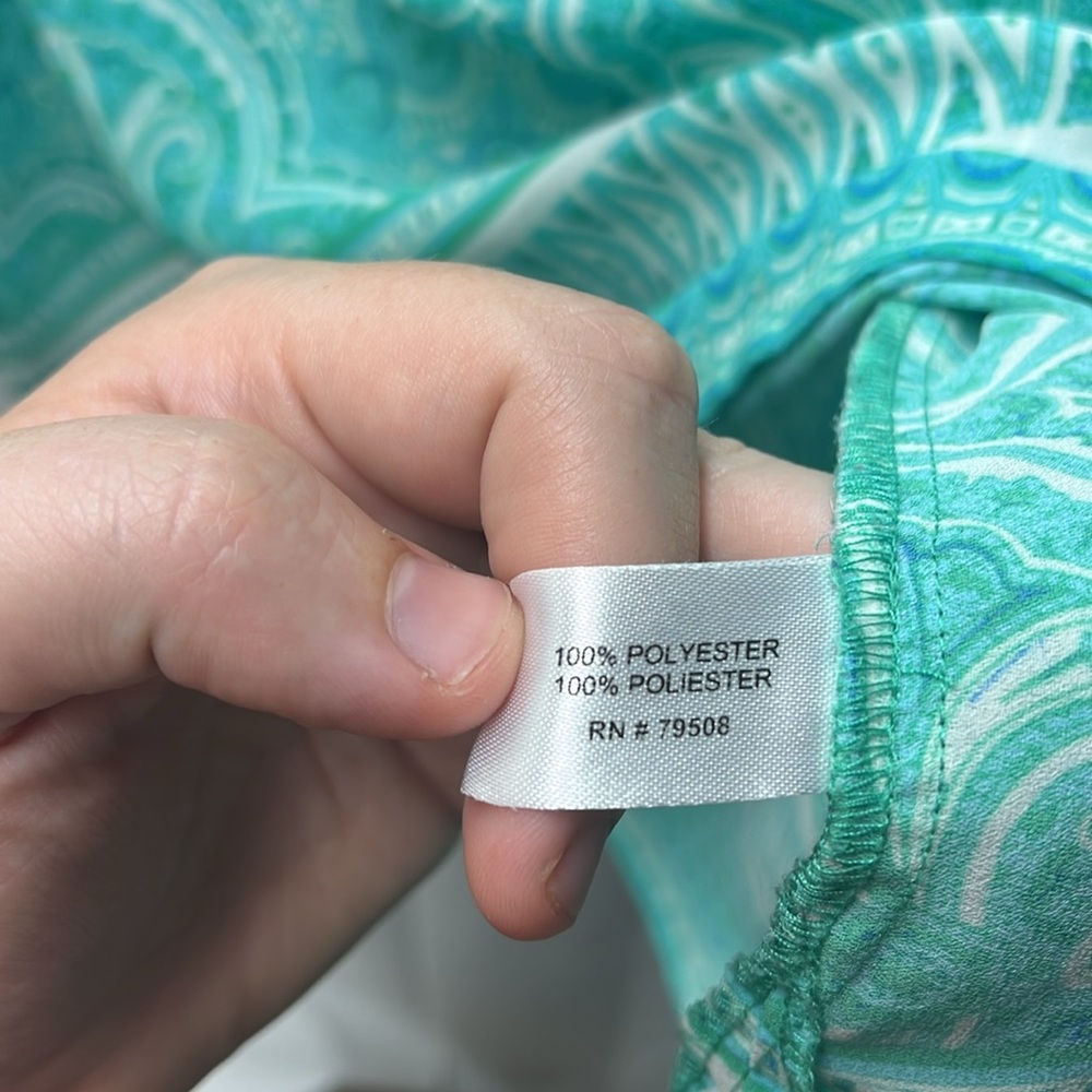 Cynthia Rowley Teal Green Paisley Print Blouse- 3X - Picture 5 of 6